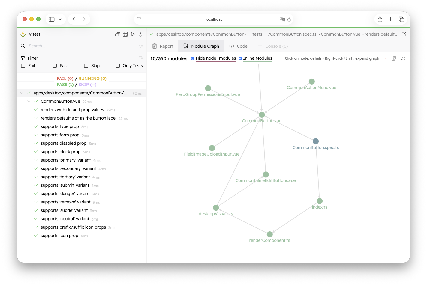 The module graph view